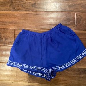 LF Royal Blue and White Embroidered Shorts